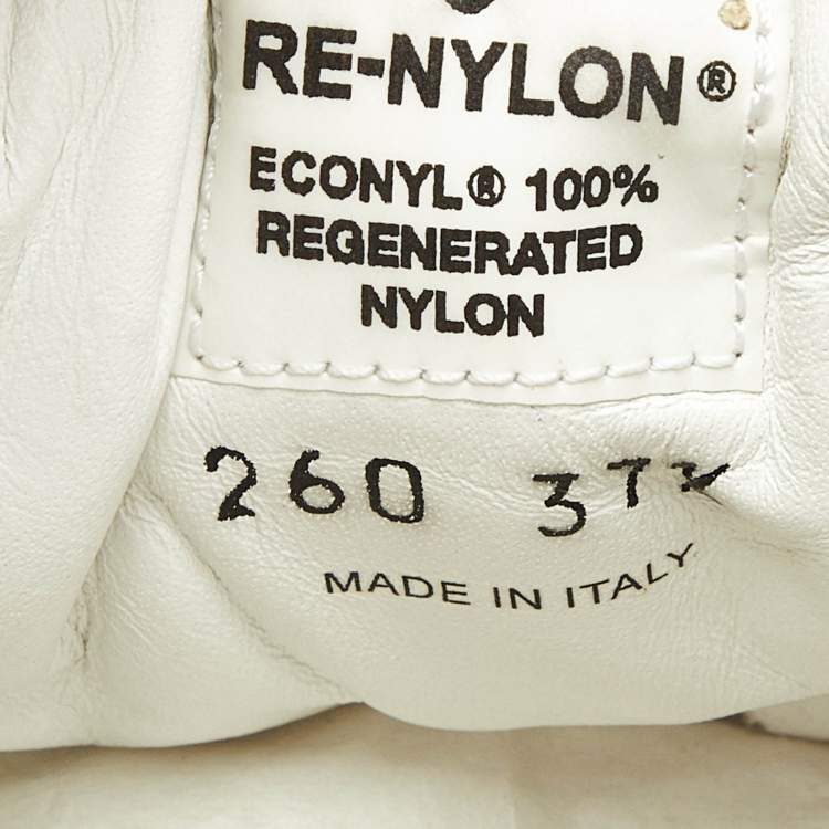 Pre Owned Prada White Nylon Double Wheel Low Top Sneakers Size 37.5