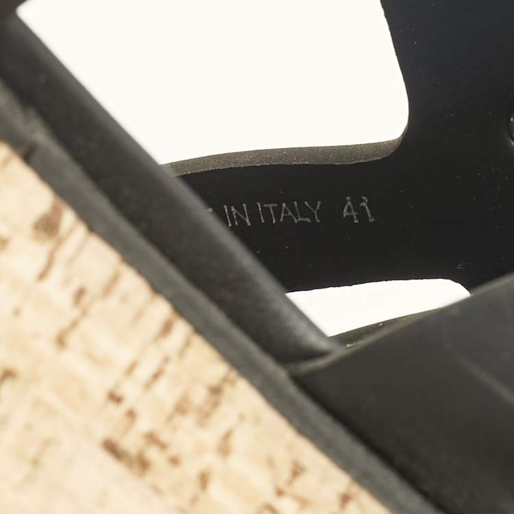 Pre Owned Prada Black Rubber Monolith Platform Cork Sandals Size 41