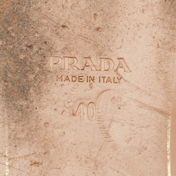 Pre Owned Prada Blue Saffiano Patent Leather Flat Slide Sandals Size 40