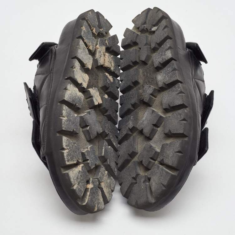 Pre Owned Prada Black Quilted Padded Leather Ankle Strap Sandals Size 38