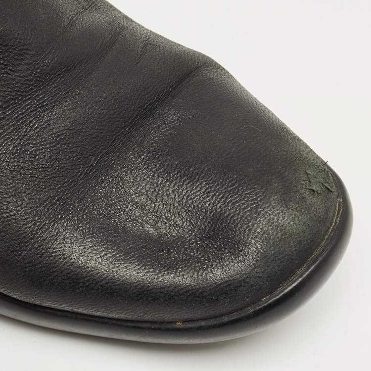 Pre Owned Prada Black Leather Knee Length Boots Size 37