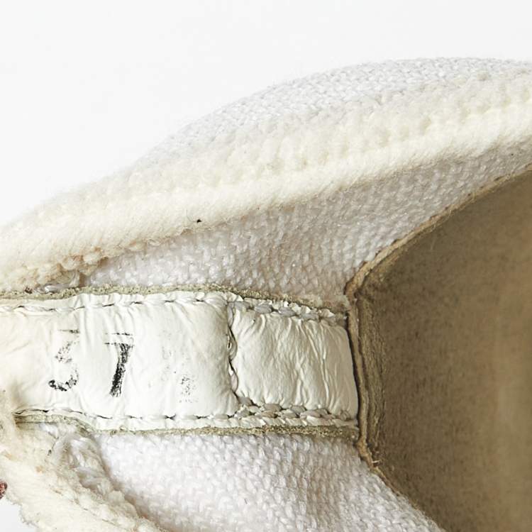 Pre Owned Prada White Knit Fabric Logo Low Top Sneakers Size 37.5