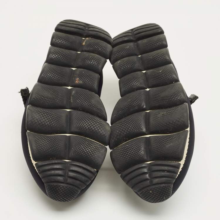 Pre Owned Prada Navy Blue Neoprene Velcro Sneakers Size 37