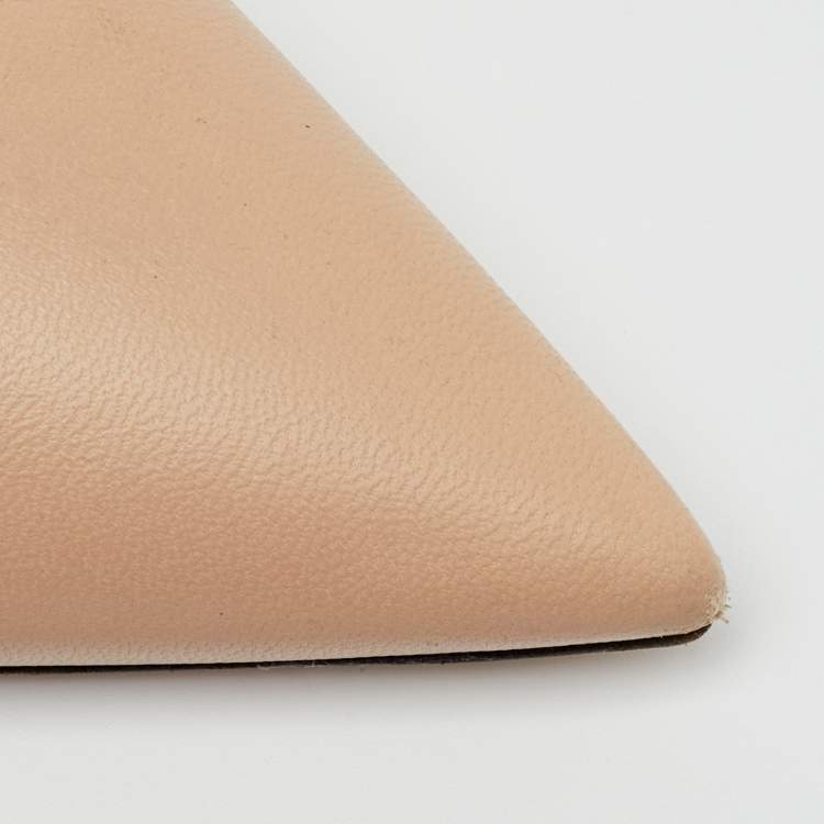 Pre Owned Prada Beige Leather Pointed Toe Crystal Embellished Mules Size 40