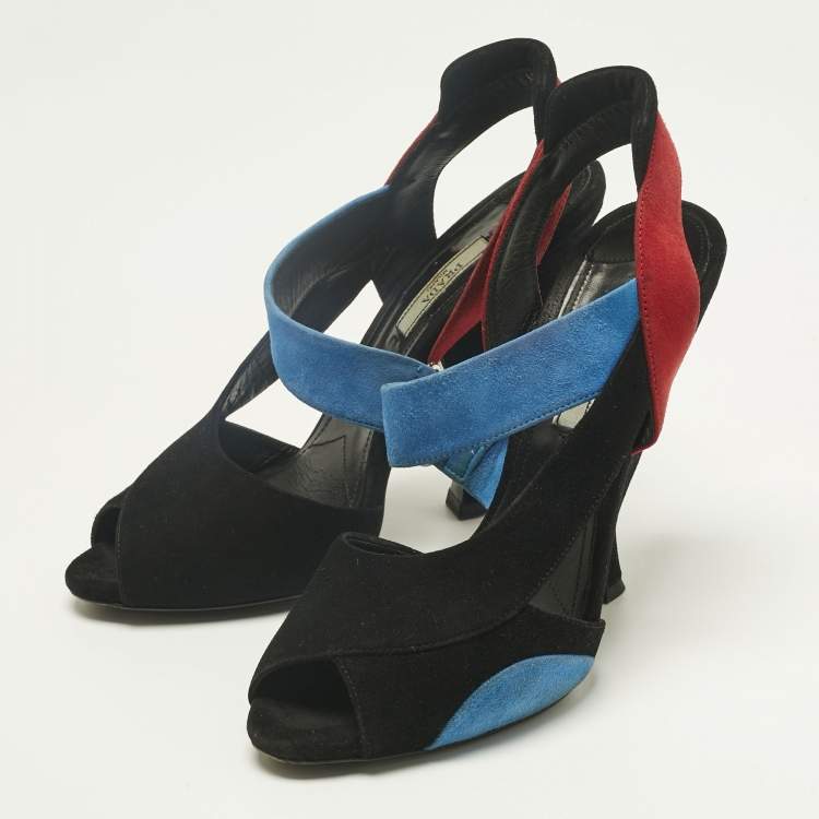 Pre Owned Prada Multicolor Suede Slingback Sandals Size 39