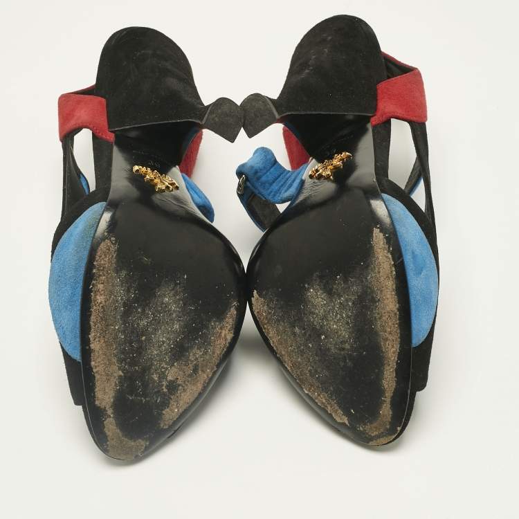 Pre Owned Prada Multicolor Suede Slingback Sandals Size 39