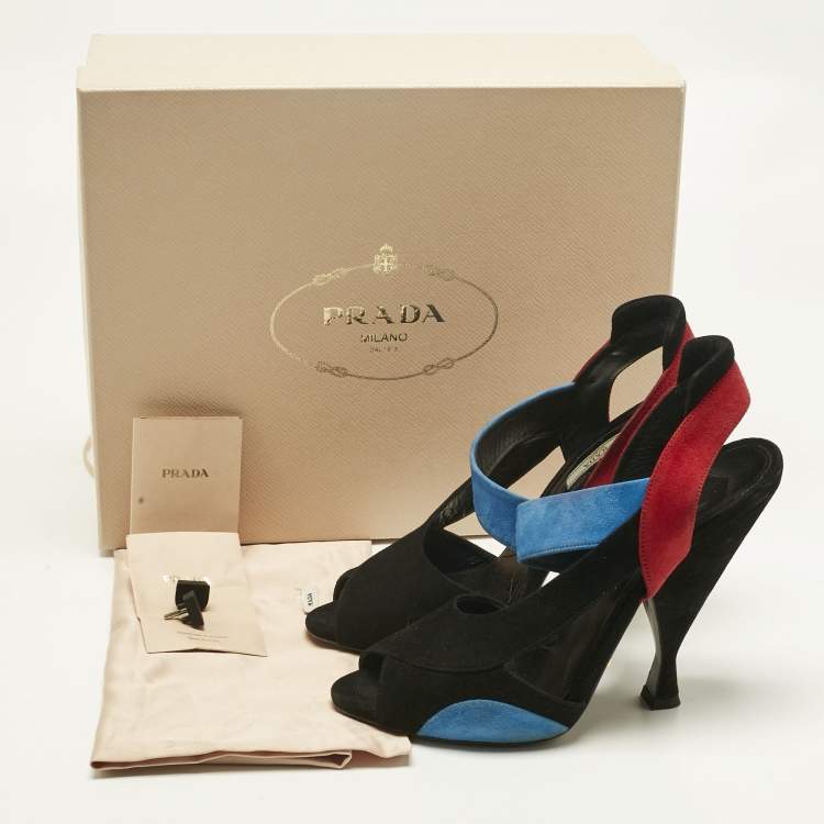 Pre Owned Prada Multicolor Suede Slingback Sandals Size 39