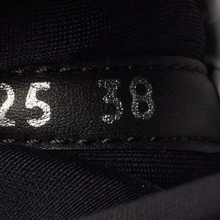 Pre Owned Prada White/Black Knit Fabric and Nylon Low Top Sneakers Size 38