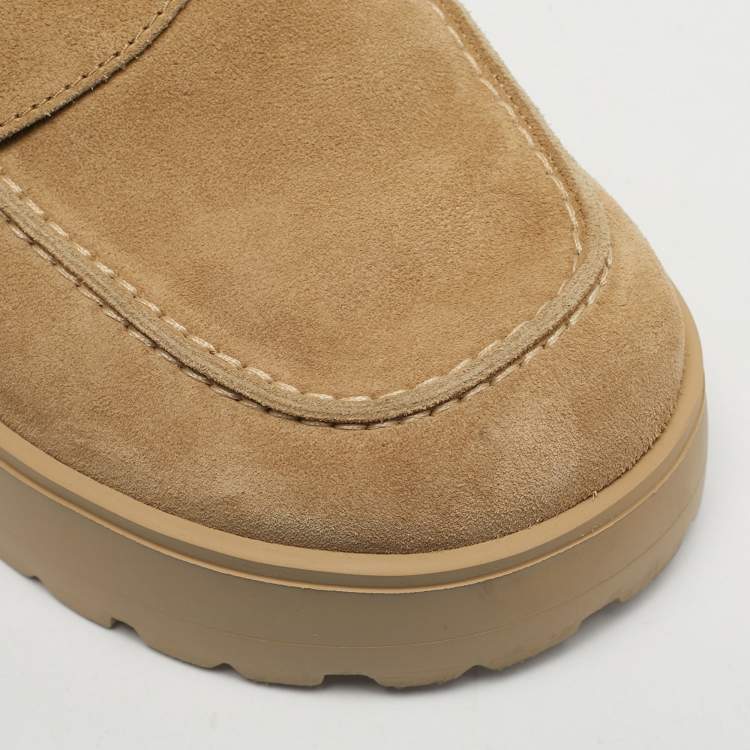 Pre Owned Prada Beige Suede San Tropez Mules Size 38.5