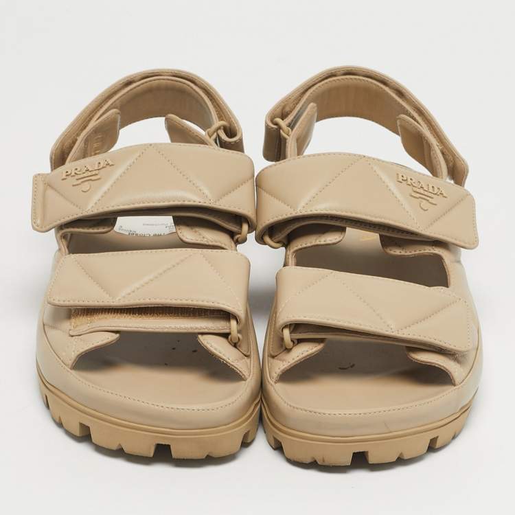 Pre Owned Prada Beige Leather Slingback Sandals Size 41