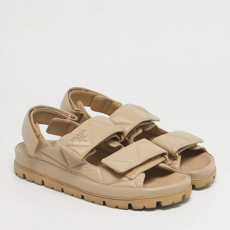 Pre Owned Prada Beige Leather Slingback Sandals Size 41