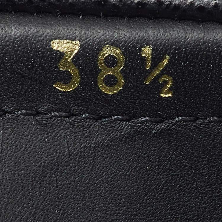 Pre Owned Prada Black Saffiano Leather Logo Bow Slip On Loafers Size 38.5