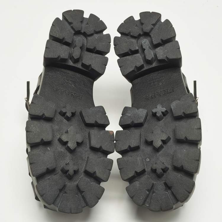 Pre Owned Prada Monolith Size 41 Black Rubber Platform Sandals
