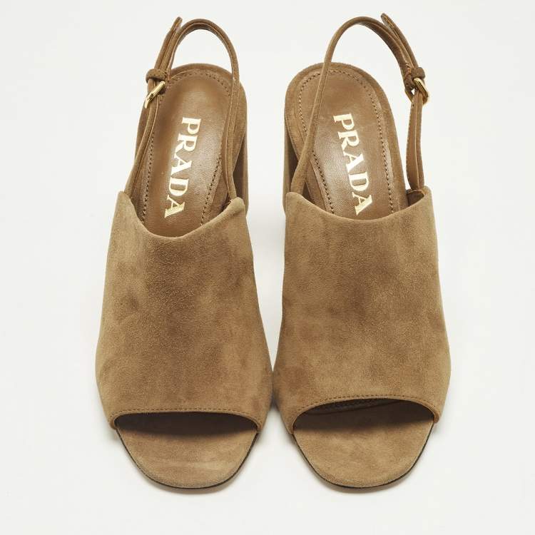 Pre Owned Prada Size 36 Brown Suede Slingback Pumps