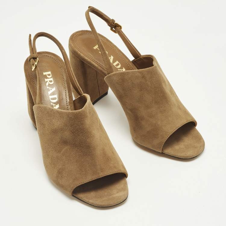 Pre Owned Prada Size 36 Brown Suede Slingback Pumps