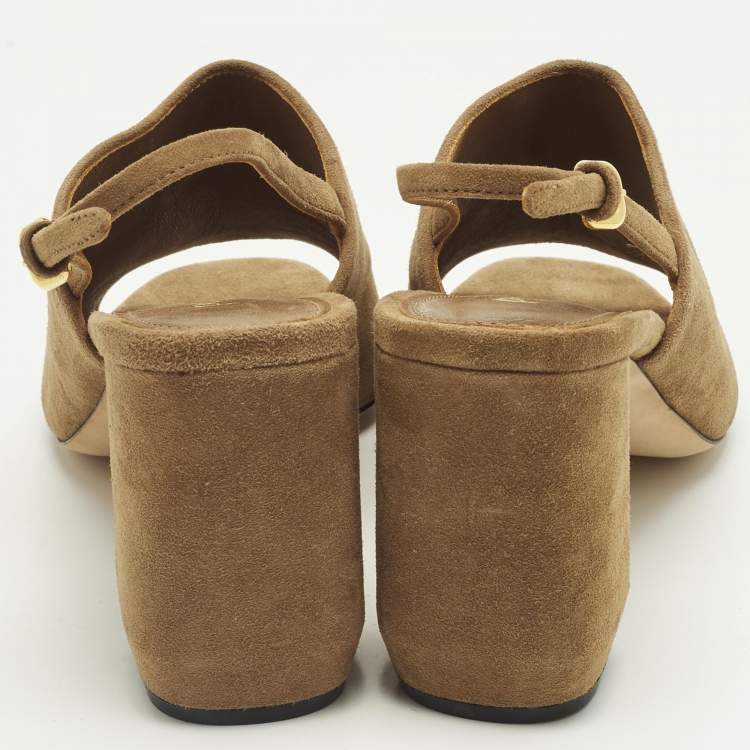 Pre Owned Prada Size 36 Brown Suede Slingback Pumps