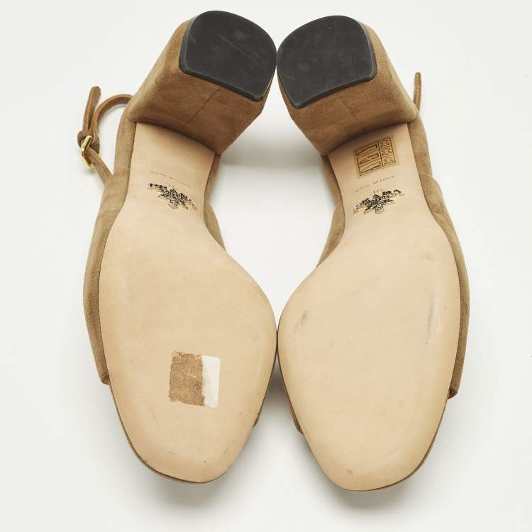 Pre Owned Prada Size 36 Brown Suede Slingback Pumps