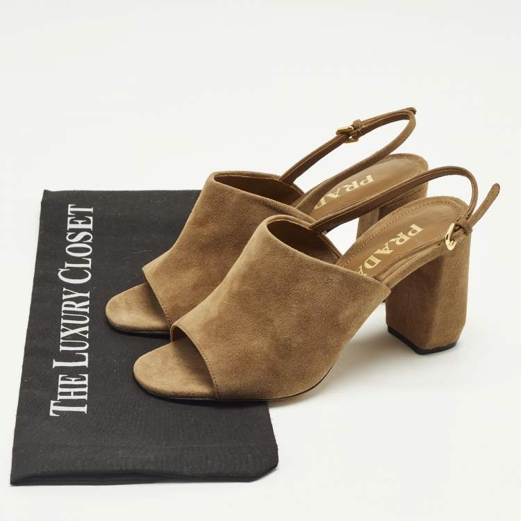 Pre Owned Prada Size 36 Brown Suede Slingback Pumps