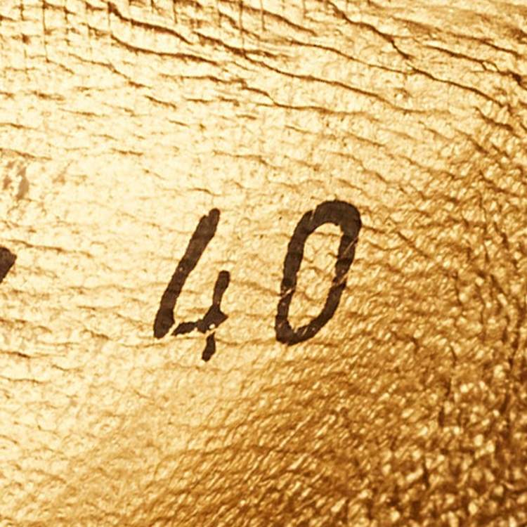 Pre Owned Prada Size 40 Gold/Brown Leather Espadrille Wedge Sandals