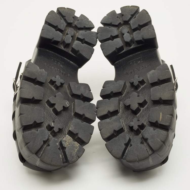 Pre Owned Prada Monolith Size 38 Black Rubber Platform Sandals