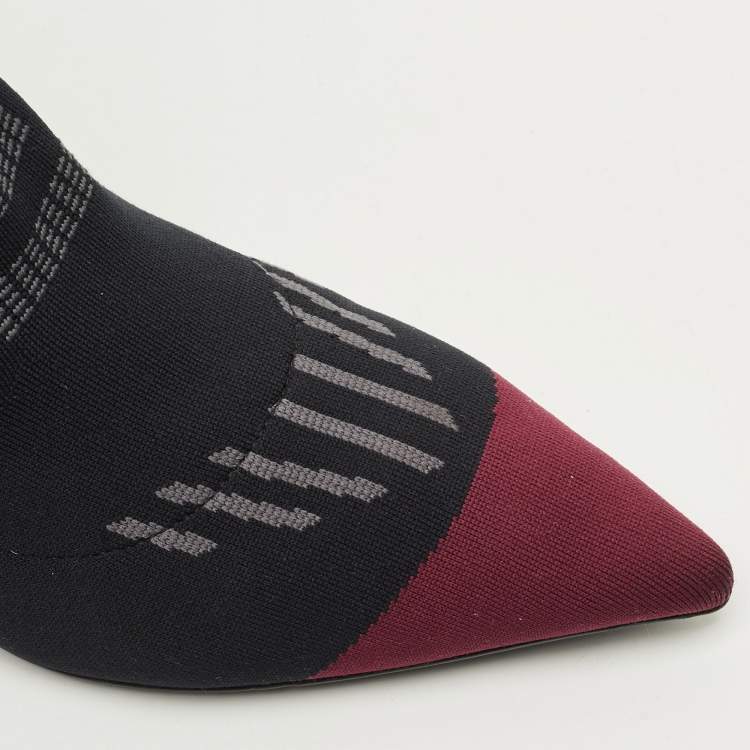 Pre Owned Prada Size 39 Black/Purple Knit Fabric Sock  Boots