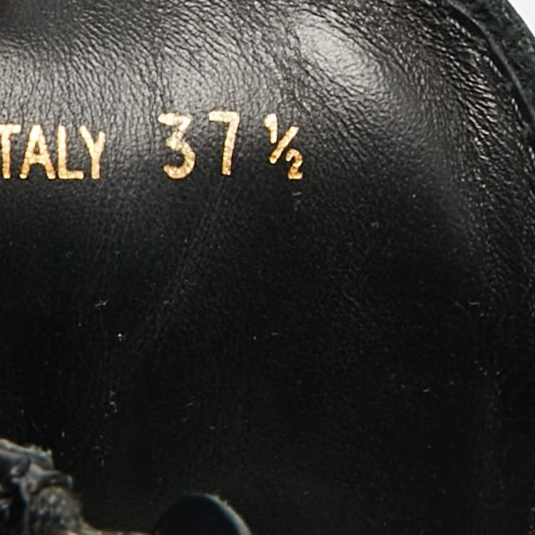 Pre Owned Prada Size 37.5 Black Leather Combat Boots