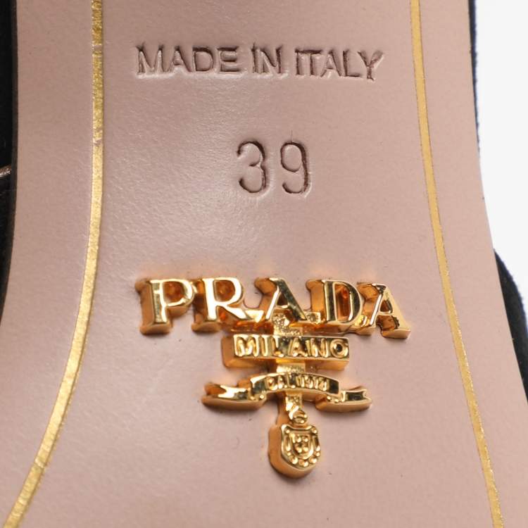 Pre Owned Prada Size 39 Black Suede Slide Sandals