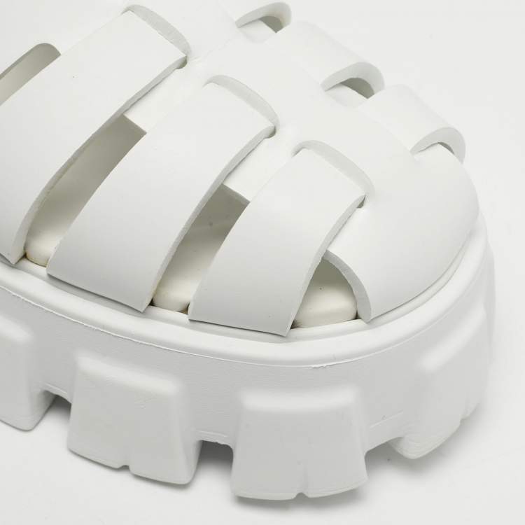 Pre Owned Prada Monolith Size 37 White Rubber Platform Sandals