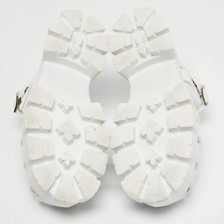 Pre Owned Prada Monolith Size 37 White Rubber Platform Sandals