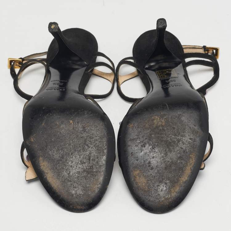 مملوكة مسبقًا Prada Tulip Size 38.5 Multicolor Suede T Strap Sandals