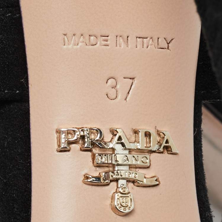 Pre Owned Prada Wavy Size 37 Black Suede Ankle Strap Sandals