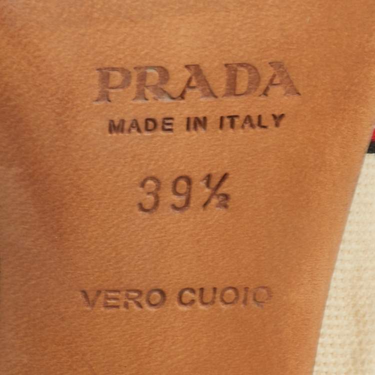 Pre Owned Prada Size 39.5 Multicolor Print Canvas Round Toe Pumps