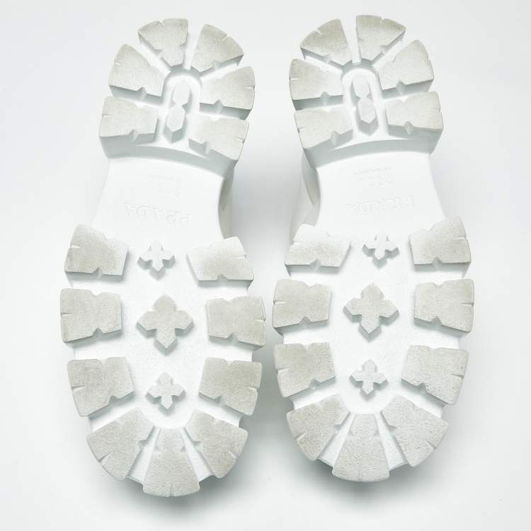 Pre Owned Prada Monolith Size 39 White Leather Lace Up Sneakers