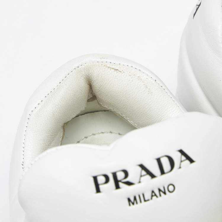 Pre Owned Prada Monolith Size 39 White Leather Lace Up Sneakers