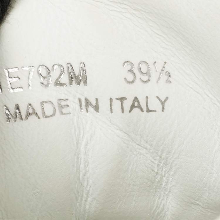 Pre Owned Prada Downtown Size 39.5 Green/White Leather Lace Up Sneakers