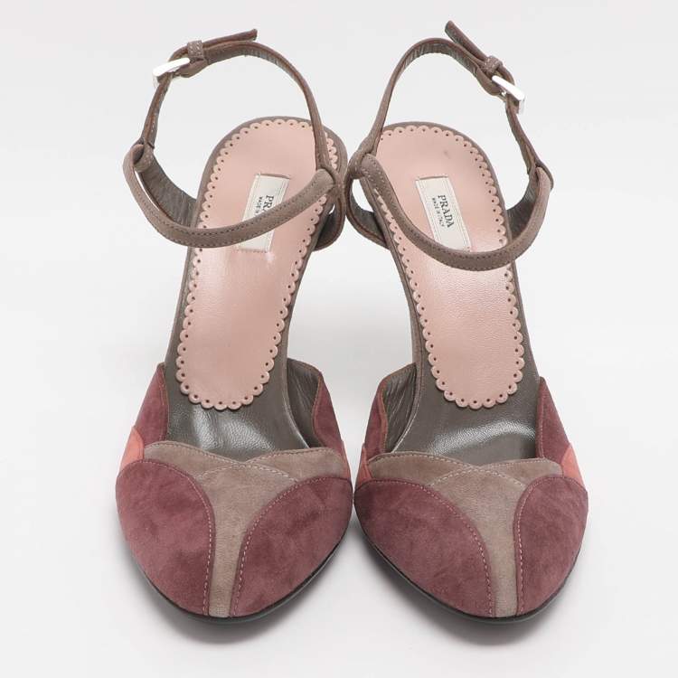 مملوكة مسبقًا Prada Size 36.5 Multicolor Suede Ankle Strap Sandals