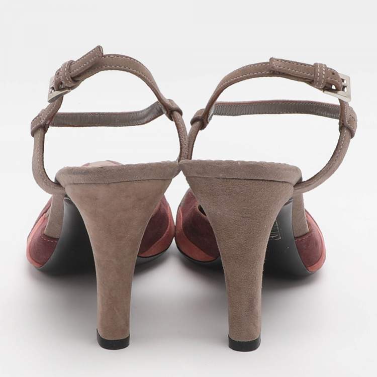 مملوكة مسبقًا Prada Size 36.5 Multicolor Suede Ankle Strap Sandals