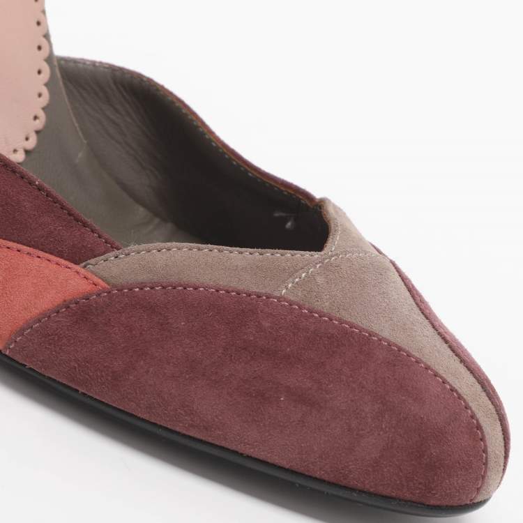 مملوكة مسبقًا Prada Size 36.5 Multicolor Suede Ankle Strap Sandals