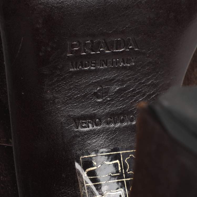 Pre Owned Prada Size 37 Brown Suede Slingback Pumps