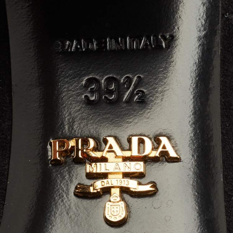Pre Owned Prada Size 39.5 Black Suede Ankle Length Boots