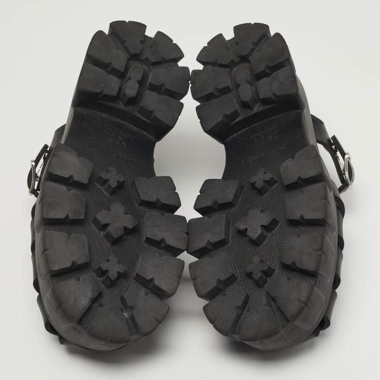 Pre Owned Prada Monolith Size 37 Black Rubber Platform Sandals