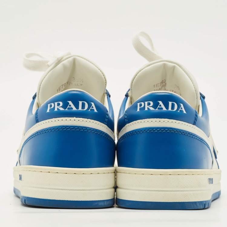 Pre Owned Prada Downtown Size 36.5 Blue/White Leather Low Top Sneakers