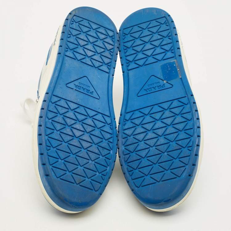 Pre Owned Prada Downtown Size 36.5 Blue/White Leather Low Top Sneakers