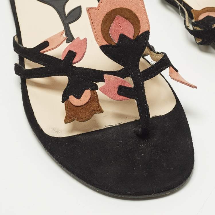 مملوكة مسبقًا Prada Size 39 Multicolor Suede Thong Sandals