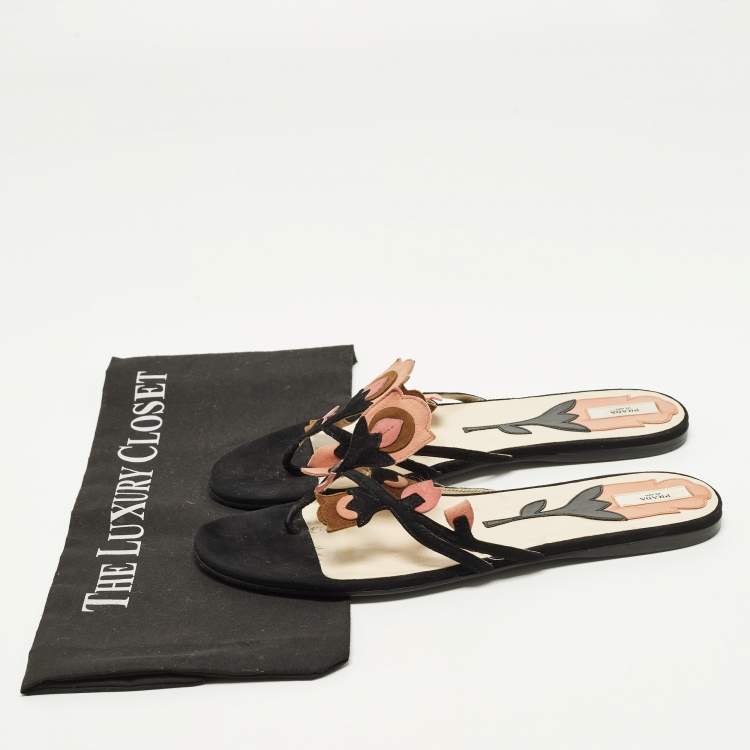 مملوكة مسبقًا Prada Size 39 Multicolor Suede Thong Sandals