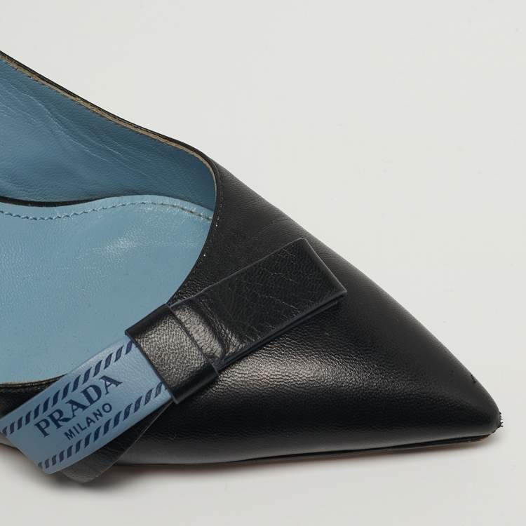 Pre Owned Prada Size 35 Black Leather Slingback Pumps