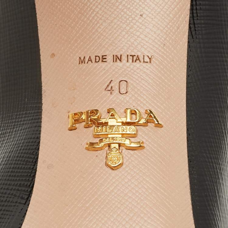 Pre Owned Prada Size 40 Black Saffiano Patent Leather Pumps