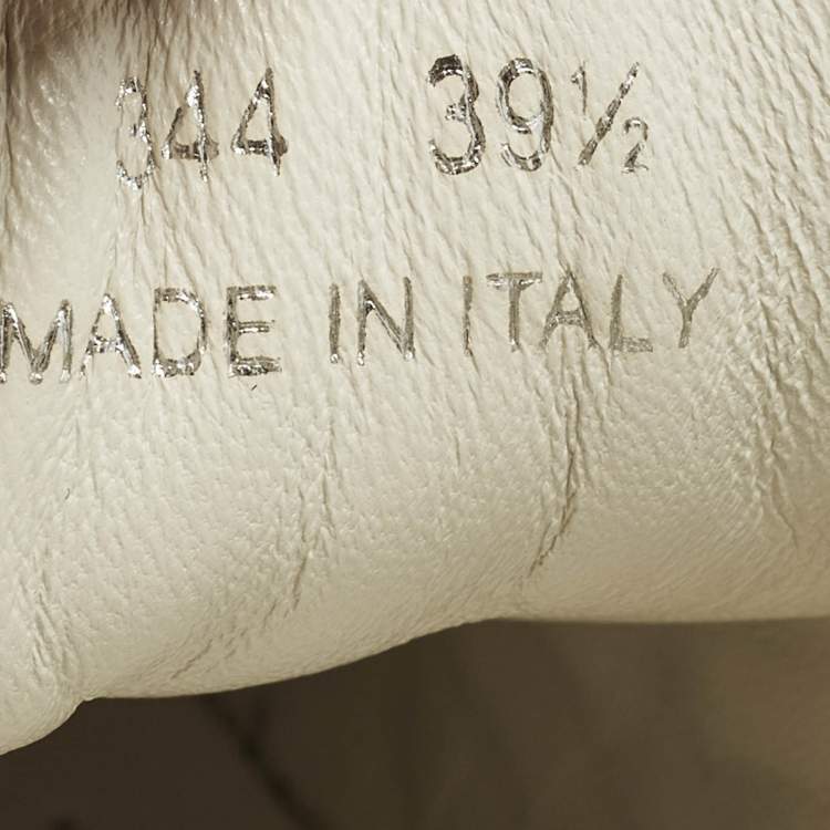 Pre Owned Prada Size 39.5 Silver Diagramme Leather Low Top Sneakers