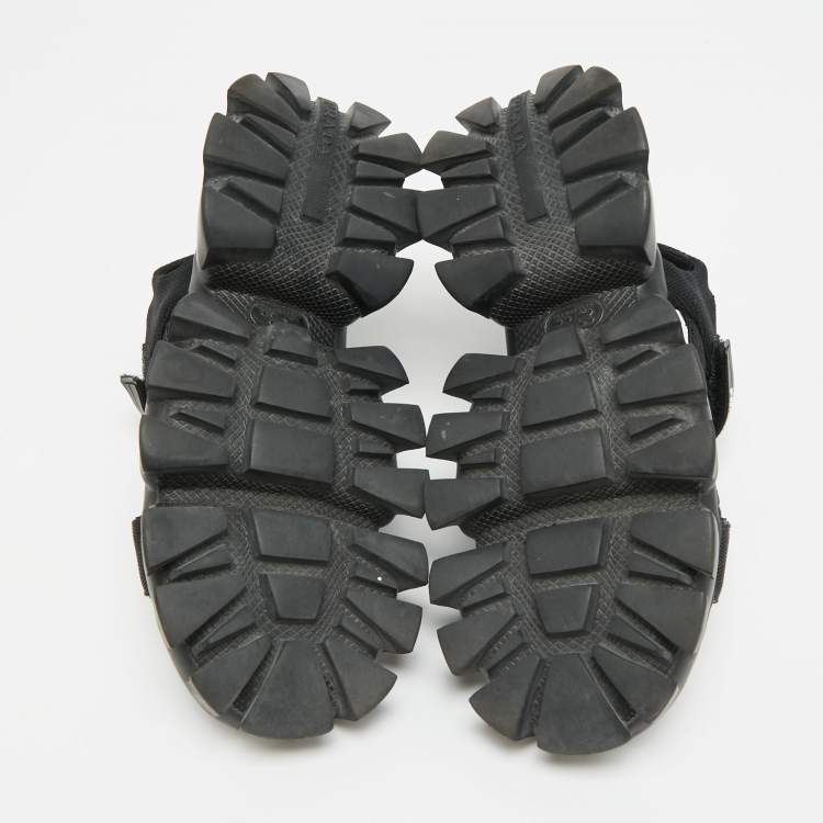 Pre Owned Prada Cloudbust Thunder Size 38 Black Canvas Platform Sandals
