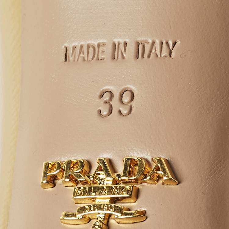 Pre Owned Prada Size 39 Beige Saffiano Leather Platform Pumps
